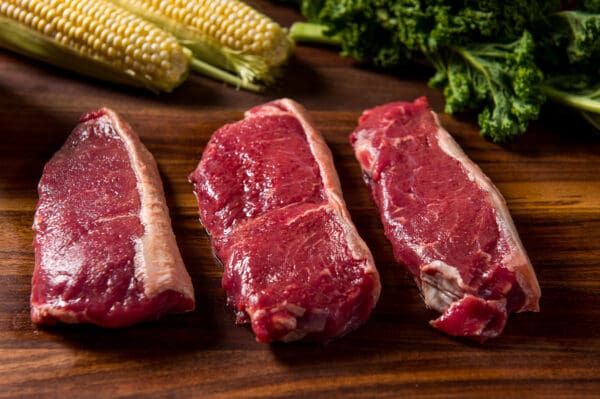 River Watch Beef Cuts - KC Strip Steak - 3 Steaks - Slide Focused